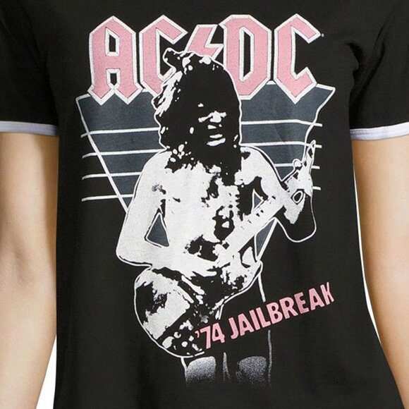 New! AC/DC '74 Jailbreak Ringer T-Shirt Rock Band Tee - Picture 2 of 2